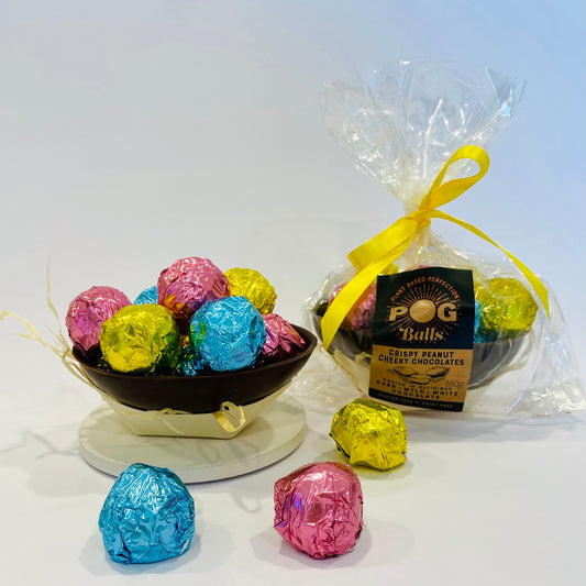Easter Half Dark Chocolate Shell filled with 10 PogBalls (Mixed)